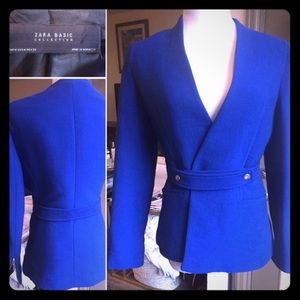 Zara basic blazer in royal blue.